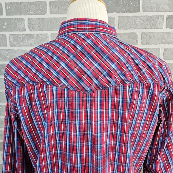 Wrangler 20X Shirt Men's XL Multicolor Plaid Pearl Snap Cowboy Western Rodeo‎ - Picture 4 of 12